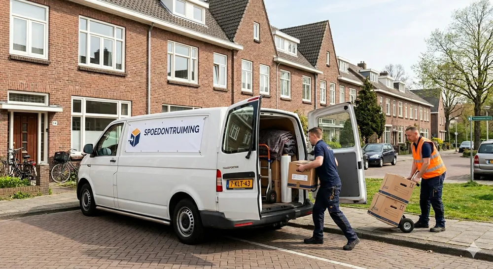 Spoedontruiming busje voor Nederlandse woning